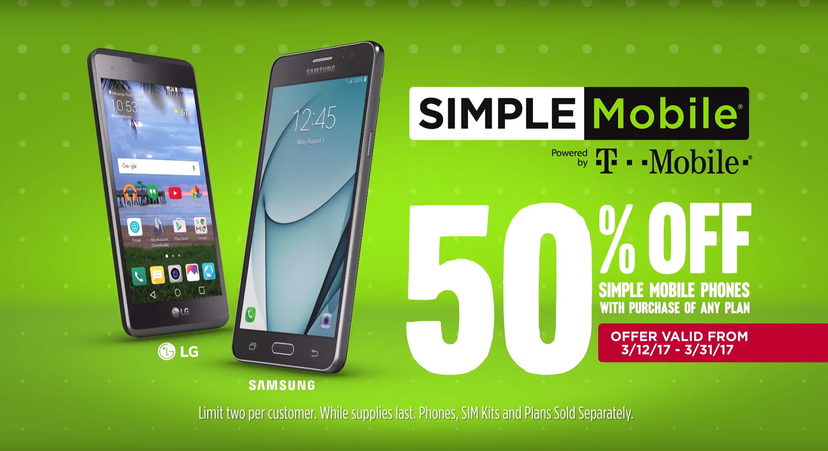 Simple Mobile "Phones at 50% Off"